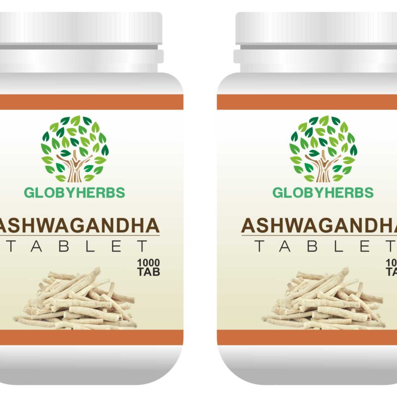 Ashvagandha Tablets | Stress Relief | Rejuvenates Mind & Body - 1000 Tablets(Pack Of 2) | Globyherbs