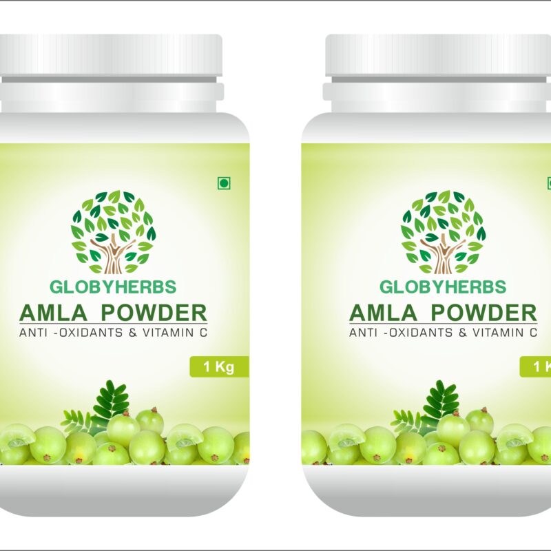 Globyherbs Amla Powder For Drinking | Eating | Hair Growth Organic | Juice | Skin | Face | Pure | Herbal | Hair Strong | Weight Loss | Amalaki -1KG (Pack Of 2)