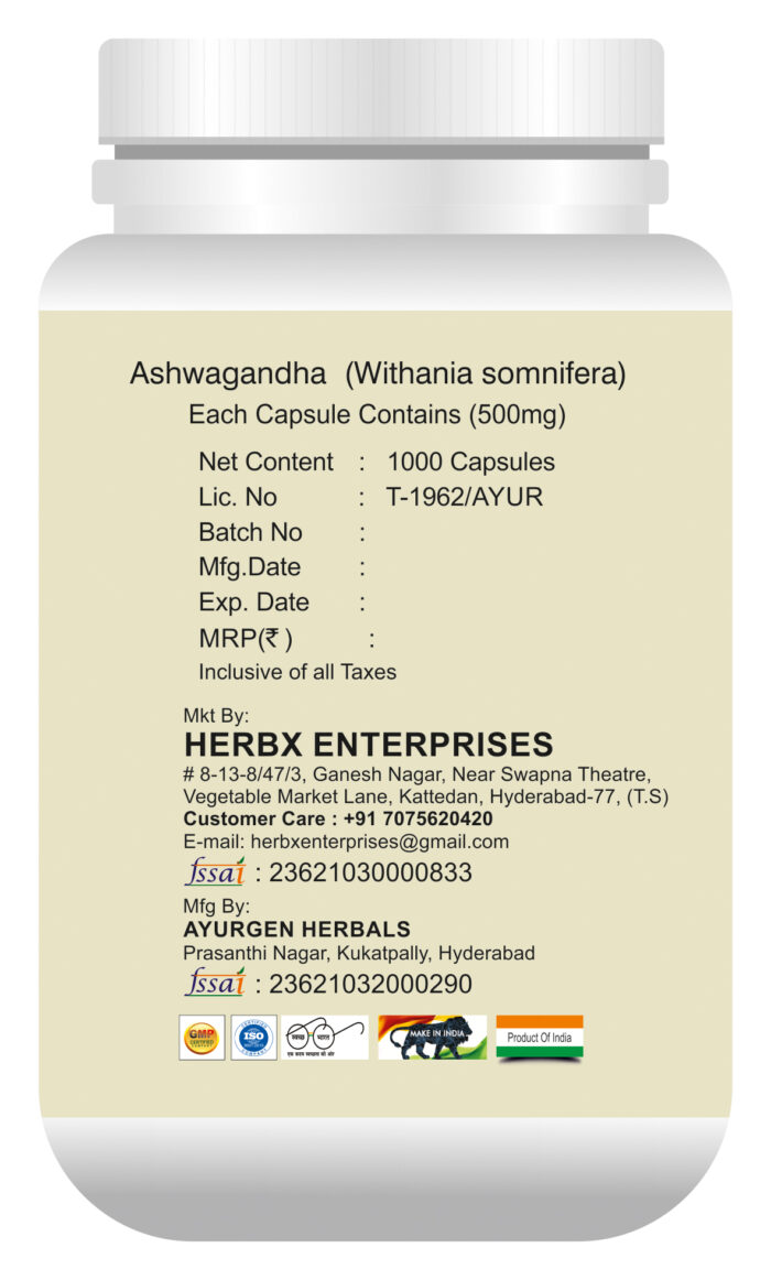Ashwagandha Capsules - Pack Of 2 (1000 Capsules Each), With Goodness of Natural Extracts of Ashwagandha, Helps Boost Immunity, Stress Buster